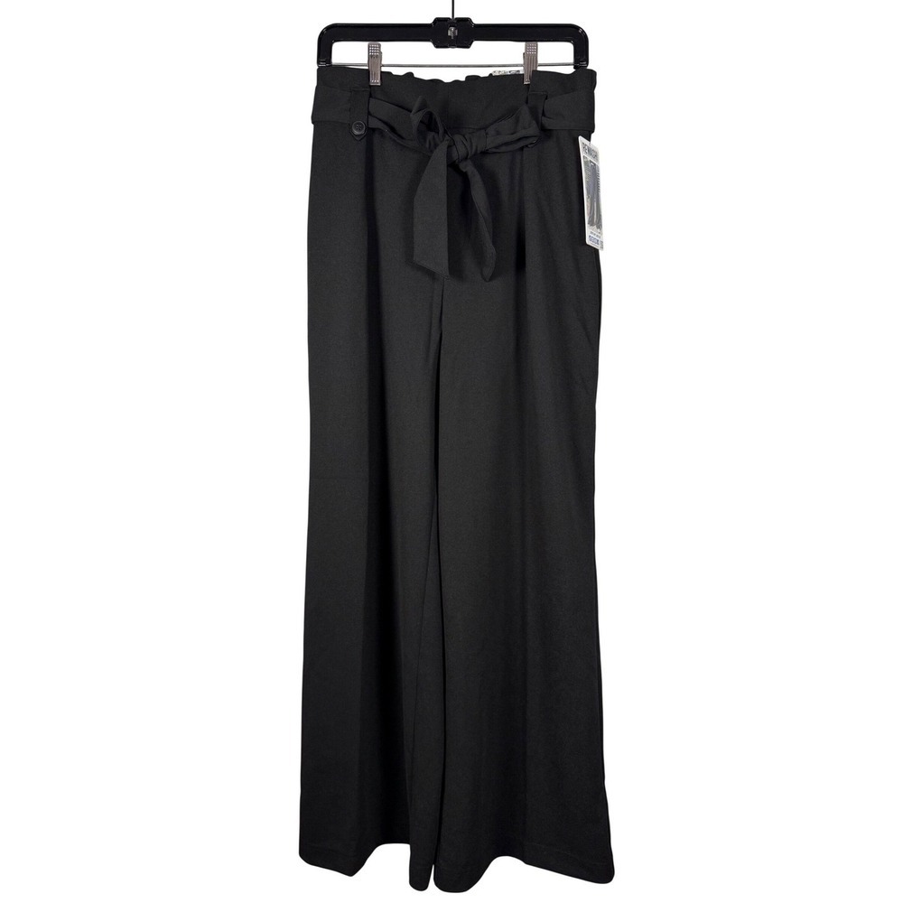 NWT REWASH Wide Leg Paperbag Pants with Self Belt, Black, Size Large